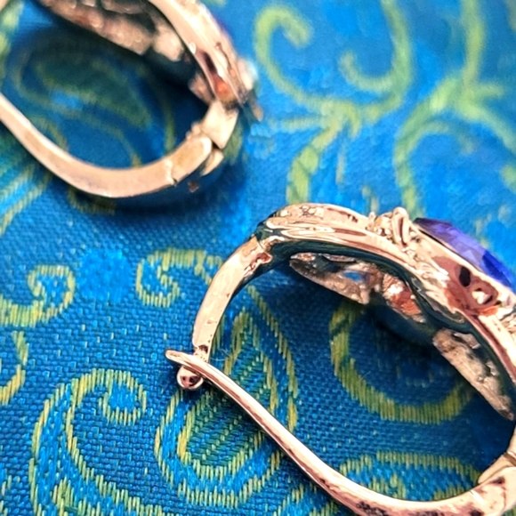 Sapphire Crystal Hoop Earrings - Picture 2 of 7